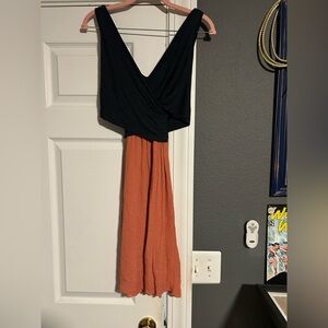 Amado by Anthropologie Elegant Black and Orange Backless Dress